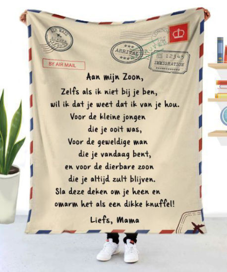 Bild von Beige - niederländischen Brief an Sohn Flanell samt Decke Home Textilien Geschenk 100x70cm, 1 Stück