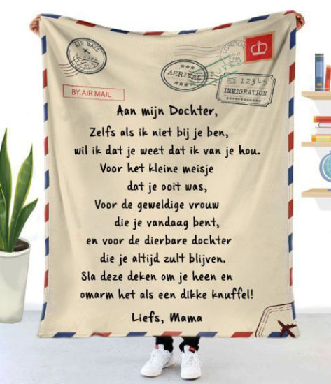 Bild von Beige - niederländischen Brief an Tochter Flanell samt Decke Home Textilien Geschenk 100x70cm, 1 Stück