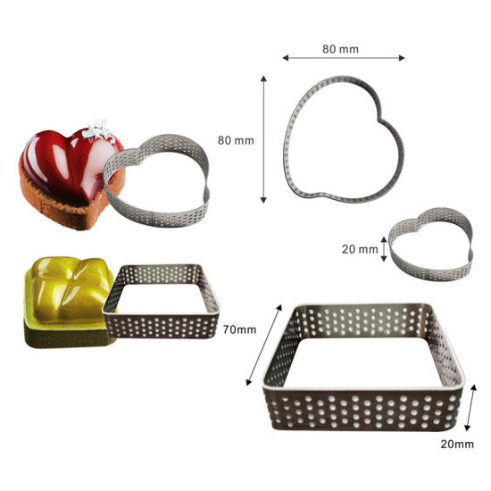 Picture of Silver Tone - Stainless Steel Oval Mold For Kitchen Baking Tart Dessert Fruit Pie Quiche Cake Mousse 3.5x11.9x2cm, 1 Piece