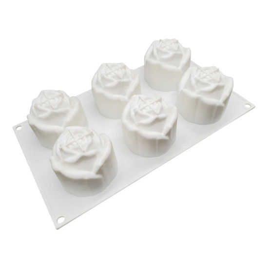 Picture of White - Valentine'S Day Rose DIY Cake Chocolate Food Grade Silicone Baking Mold 29.6x17.2x5.9cm, 1 Piece