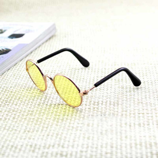 Picture of Yellow - Lovely Cat Dog Glasses Eye-Wear Sunglasses Pet Products For Little Dog Cat Photos Prop, 1 Piece