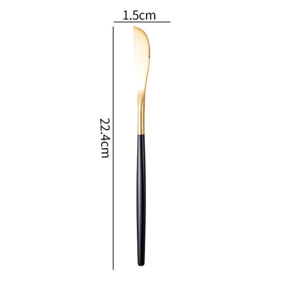 Изображение Black - Gold Plated Kitchen Tableware 304 Stainless Steel Knife 22.4x1.5cm, 1 Piece