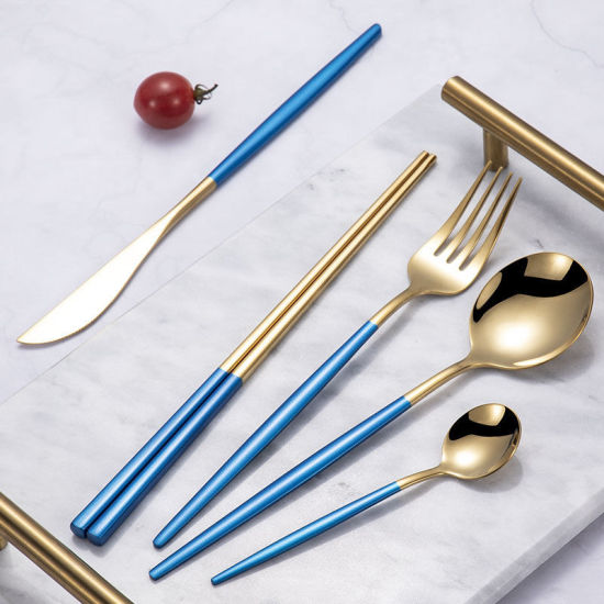 Изображение Black - Gold Plated Kitchen Tableware 304 Stainless Steel Knife 22.4x1.5cm, 1 Piece
