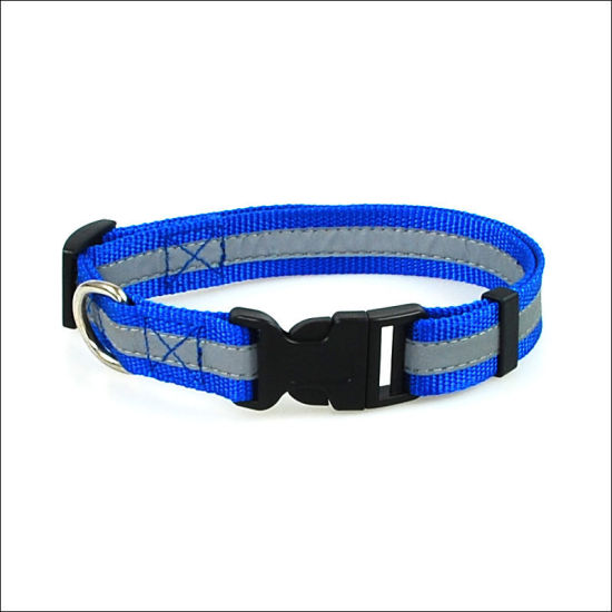 Picture of Blue - Nylon Reflective Dog Collar For Medium Large Dogs Soft Breathable Adjustable 34cm-49cm, 1 Piece
