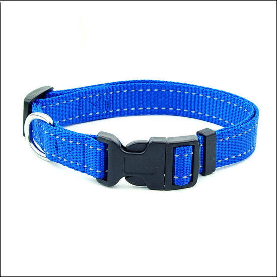 Bild von Blau - Nylon reflektierende Hundehalsband für mittlere große Hunde weich atmungsaktiv verstellbar 34cm-49cm, 1 Stück