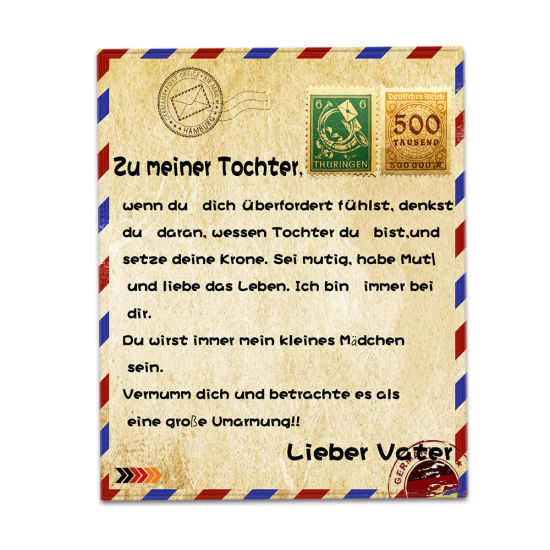 Bild von Mehrfarbig - einseitig gedruckt deutschen Umschlag Nachricht Brief warm Flanell Decke 150x100cm, 1 Stück
