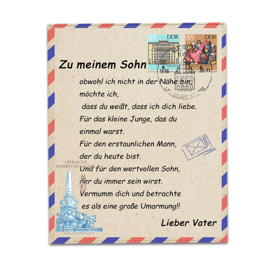 Bild von Mehrfarbig - einseitig gedruckt deutschen Umschlag Nachricht Brief warm Flanell Decke 150x100cm, 1 Stück