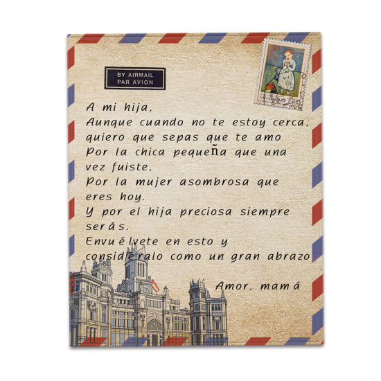 Bild von Mehrfarbig - einseitig gedruckt spanischen Umschlag Nachricht Brief warm Flanell Decke 150x130cm, 1 Stück