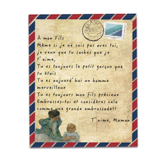 Bild von Mehrfarbig - einseitig gedruckt Französisch Umschlag Nachricht Brief warm Flanell Decke 200x150cm, 1 Stück