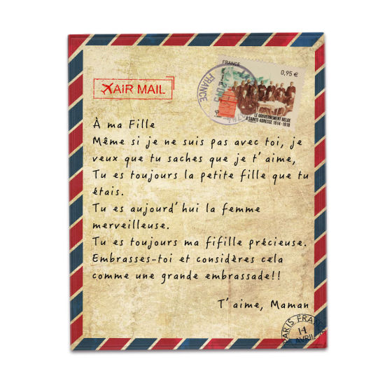 Bild von Mehrfarbig - einseitig gedruckt Französisch Umschlag Nachricht Brief warm Flanell Decke 200x150cm, 1 Stück