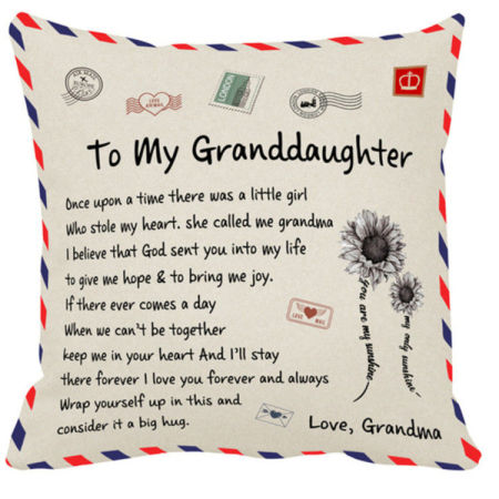 Изображение Beige - Grandma To Granddaughter Message Letter Envelope Peachskin Velvet Pillow Case Throw Pillow Cover Anniversary Gift 45x45cm, 1 Piece