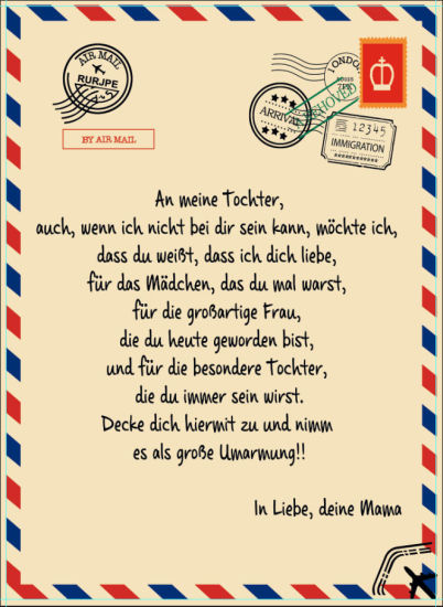 Bild von Beige - einseitig gedruckt, um Tochter deutschen Umschlag Nachricht Brief warm Flanell Decke 220x150cm, 1 Stück