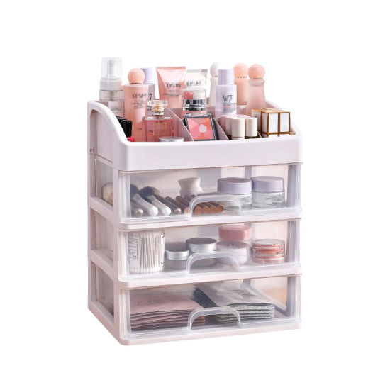 Image de Transparent - Type de tiroir Boîte de rangement cosmétique en plastique Boîte à bijoux Boîte de maquillage Organisateur de porte-pinceau de maquillage, 1 pièce