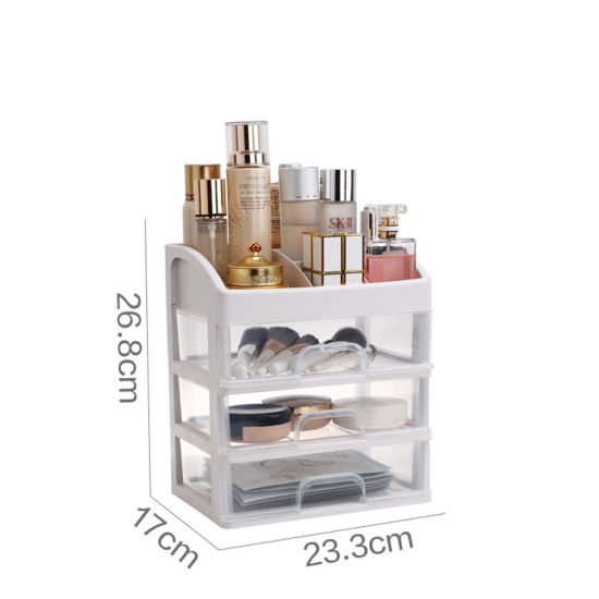 Image de Transparent - Type de tiroir Boîte de rangement cosmétique en plastique Boîte à bijoux Boîte de maquillage Organisateur de porte-pinceau de maquillage, 1 pièce