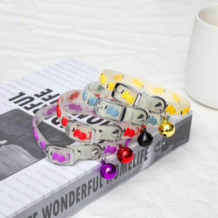 Picture of Pet Glowing Collars with Bells Glow at Night Dogs Cats Necklace Light Luminous Neck Ring Accessories Drop Shipping