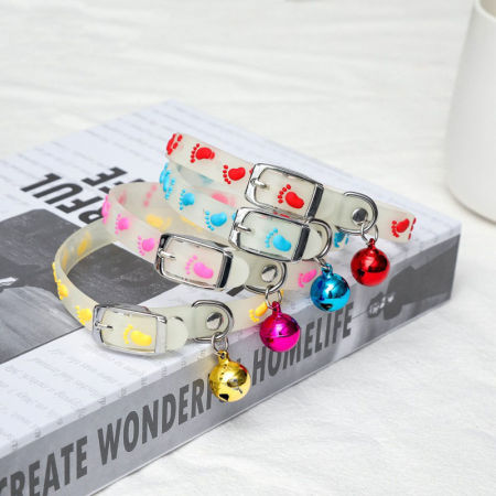 Picture of Pet Glowing Collars with Bells Glow at Night Dogs Cats Necklace Light Luminous Neck Ring Accessories Drop Shipping