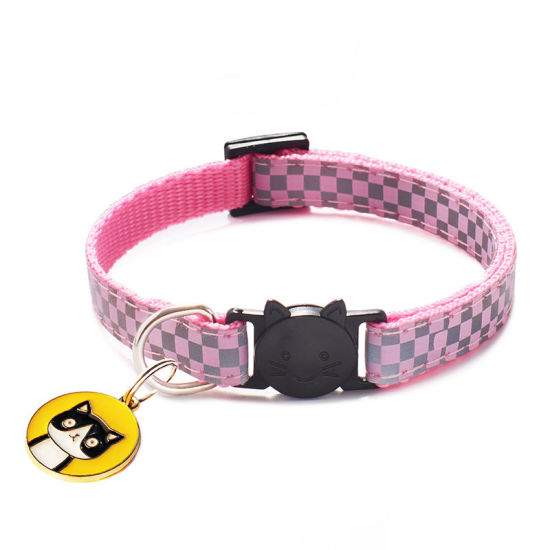 Bild von Pink - Checker Reflective Breakaway Safety Buckle Cat Collar Pet Supplies, 1 Piece