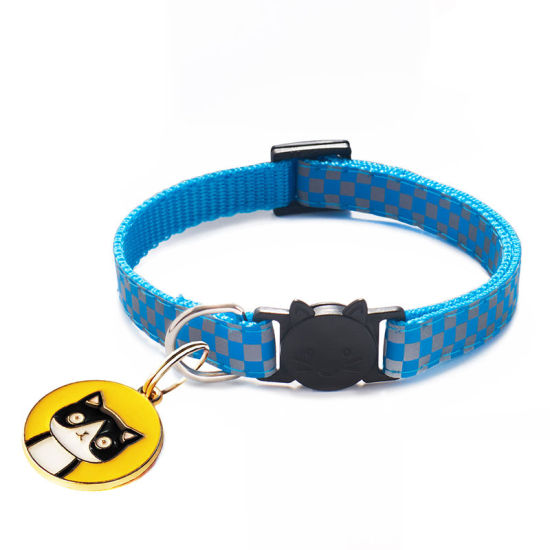 Bild von Skyblue - Checker Reflective Breakaway Safety Buckle Cat Collar Pet Supplies, 1 Piece