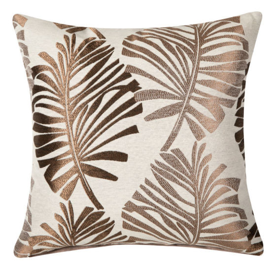 Picture of Coffee - Palm Leaf Cotton & Linen Square Pillowcase Home Textile 45x45cm, 1 Piece