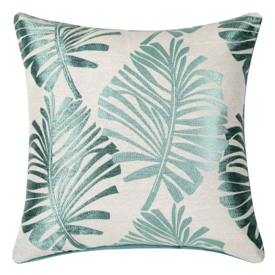 Picture of Green - Palm Leaf Cotton & Linen Square Pillowcase Home Textile 45x45cm, 1 Piece