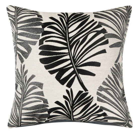 Изображение Gray - Palm Leaf Cotton & Linen Square Pillowcase Home Textile 45x45cm, 1 Piece