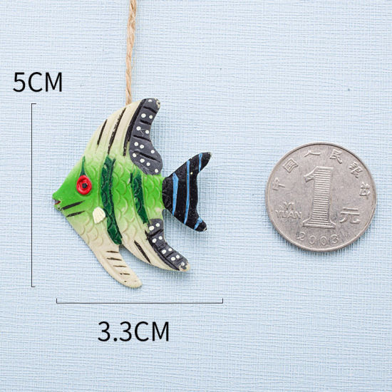 Изображение Green - Spotted Fish Mediterranean Style Fishing Net Accessories Resin Ornaments Home Decoration Crafts 3.3x5cm, 1 Piece