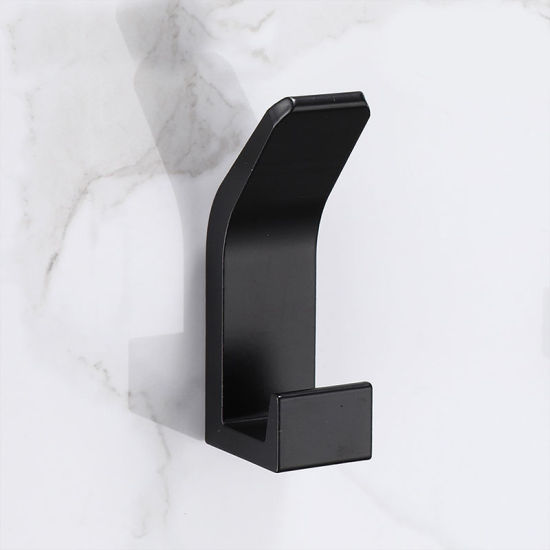 Picture of Black - Aluminum Punch-Free Hooks Rack Wall-mounted Door Back For Coat Towel Bag 7x2.8x2cm, 1 Piece