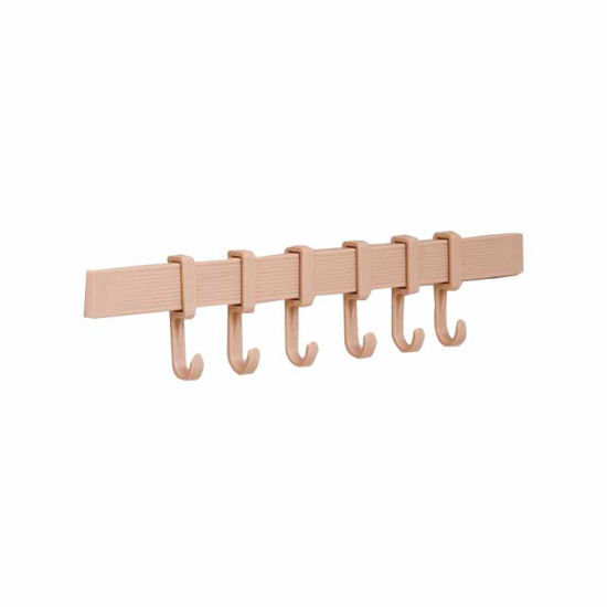 Picture of Khaki - Plastic 6 Hooks Wall-mounted Self Adhesive Hanger Hooks Heavy-duty Organizer For Coat Towel Bag 37x7cm, 1 Piece