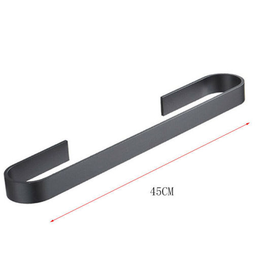 Picture of Black - Space Aluminum Wall-mounted Self Adhesive Towel Bar Rack Bathroom Accessories 45x6.7x3.1cm, 1 Piece