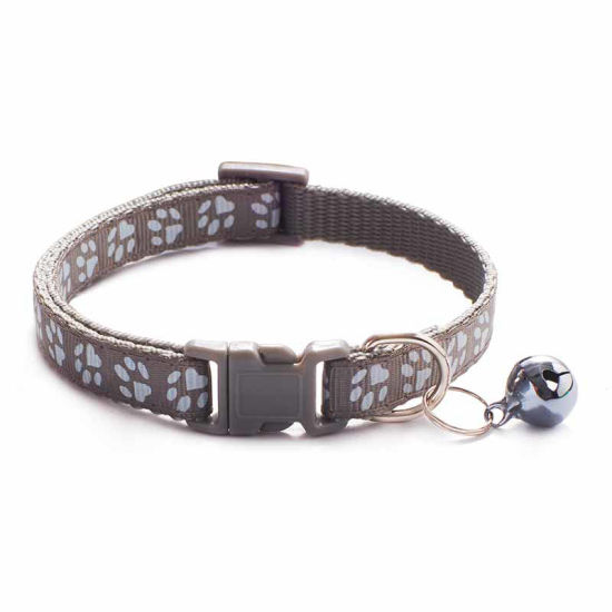 Picture of Gray - Cartoon Funny Footprint Cute Bell Adjustable Collars For Cats Dog Pet Accessories 19cm long, 1 Piece