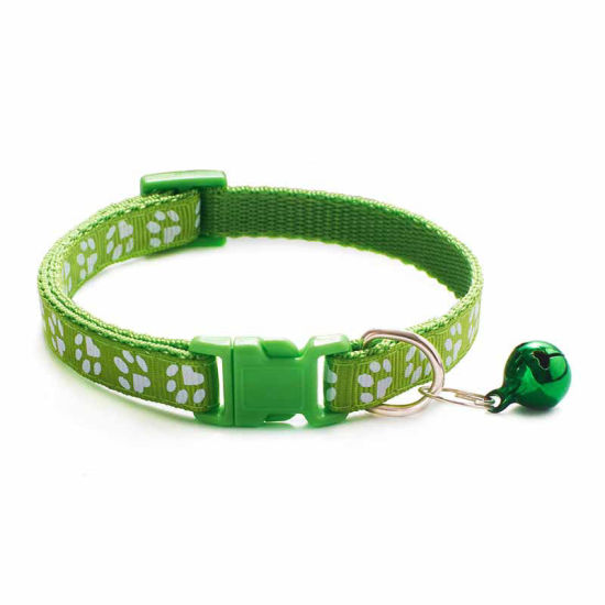 Picture of Light Green - Cartoon Funny Footprint Cute Bell Adjustable Collars For Cats Dog Pet Accessories 19cm long, 1 Piece