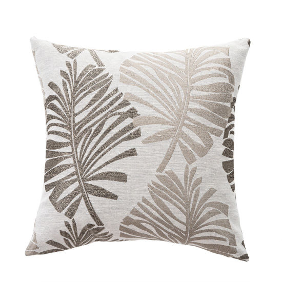 Изображение Taupe Gray - Palm Leaf Flax Square Pillowcase Home Textile 45x45cm, 1 Piece