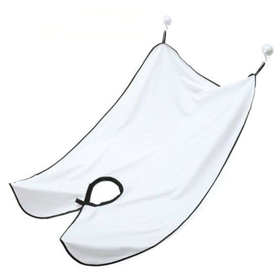 Picture of White - Male Beard Shaving Apron Care Clean Hair Adult Bibs With Suction Cup 110x70cm, 1 Piece