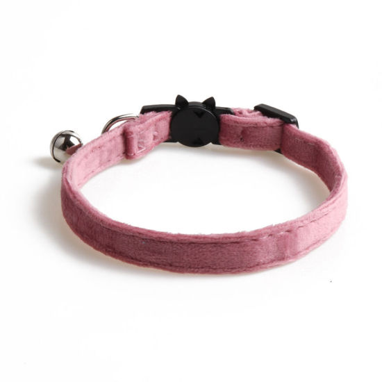 Bild von Rosa - Velvet Cat Collar Einfarbige Welpen-Chihuahua-Halsbänder mit verstellbarer Sicherheitsschnalle Haustiere Zubehör 28 cm lang, 1 Stück