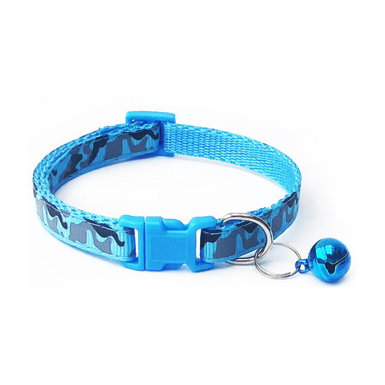 Picture of Skyblue - Camouflage Polyester Adjustable Dog Collars With Bell Pet Supplies Accessories 20cm long, 1 Piece