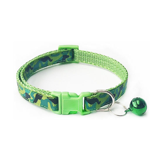 Picture of Light Green - Camouflage Polyester Adjustable Dog Collars With Bell Pet Supplies Accessories 20cm long, 1 Piece