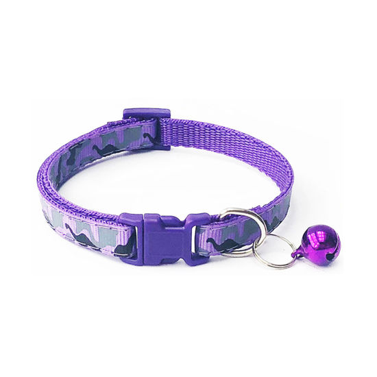 Picture of Purple - Camouflage Polyester Adjustable Dog Collars With Bell Pet Supplies Accessories 20cm long, 1 Piece