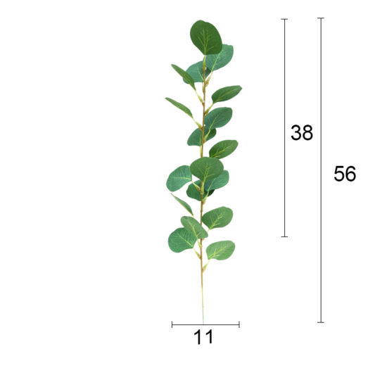 Imagen de Green - Simulation Eucalyptus Leaf DIY Wedding Plant Wall Background Decoration 11x56cm, 5 PCs
