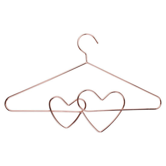 Picture of Rose Gold - Electroplated Iron Creative Love Heart Children's Hanger 30.5x19.2cm, 1 Piece