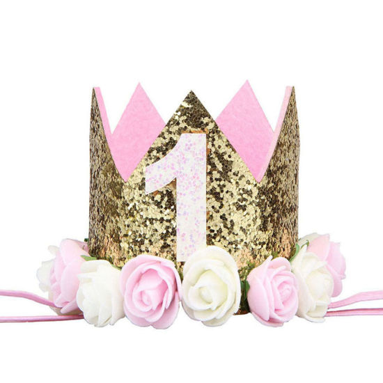 Bild von Rosa - Crown Tiara für Baby Geburtstagsfeier Babyparty 37cm lang, 1 Stück