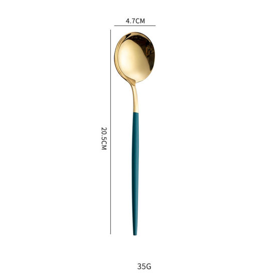 Picture of Green - 410 Stainless Steel Spoon Tableware Gift 20.5x4.7cm, 1 Piece