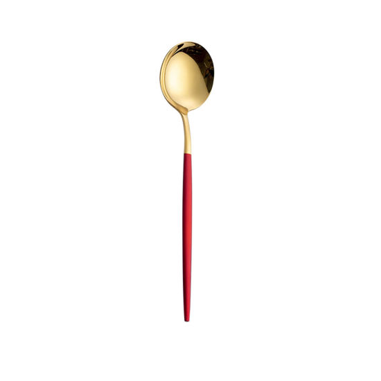 Picture of Red - 410 Stainless Steel Tea Spoon Tableware Gift 13x2.9cm, 1 Piece