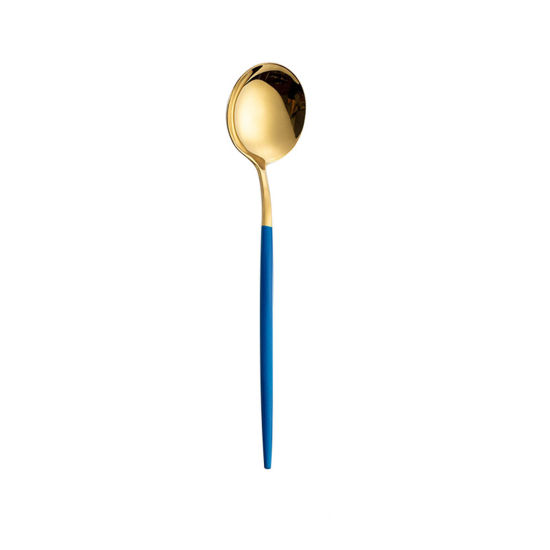 Picture of Blue - 410 Stainless Steel Spoon Tableware Gift 20.5x4.7cm, 1 Piece