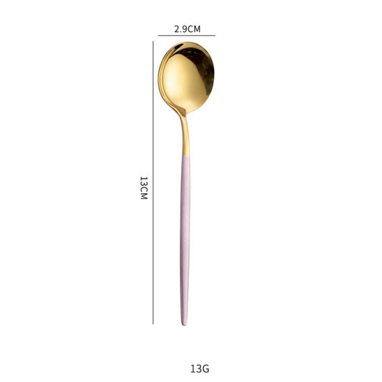 Picture of Pink - 410 Stainless Steel Tea Spoon Tableware Gift 13x2.9cm, 1 Piece