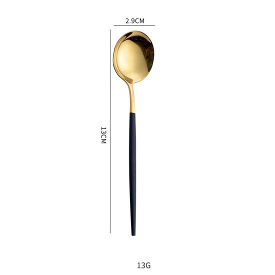 Picture of Black - 410 Stainless Steel Tea Spoon Tableware Gift 13x2.9cm, 1 Piece