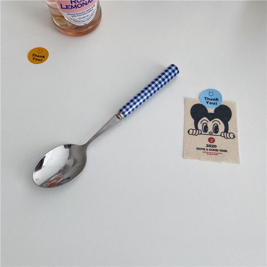 Picture of Blue - Stainless Steel & Ceramic Spoon Tableware Gift 18cm long, 1 Piece