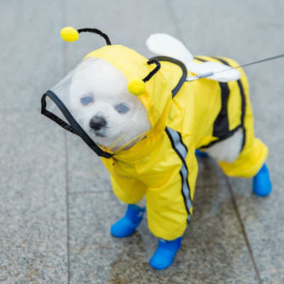 Picture of Yellow - Bee Upgrade Puppy Dog ​​Four-Legged Waterproof All-Inclusive Pet Rain Clothes Raincoat 6XL, 1 Piece