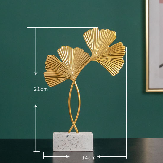 Imagen de Golden - Wrought Iron Small Ginkgo Leaf Home Ornament Decoration 21x14cm, 1 Piece
