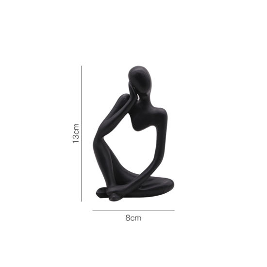 黒-樹脂抽象思想家彫像 装飾 オーナメント13x8cm、1個 の画像