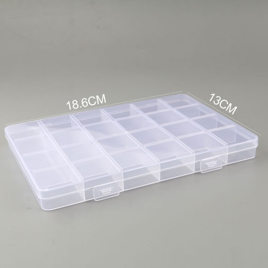 Bild von 24 Fächer ABS Plastik Aufbewahrungsbehälter Kasten Korb Rechteck Weiß 18.6cm x 13cm, 2 Stück